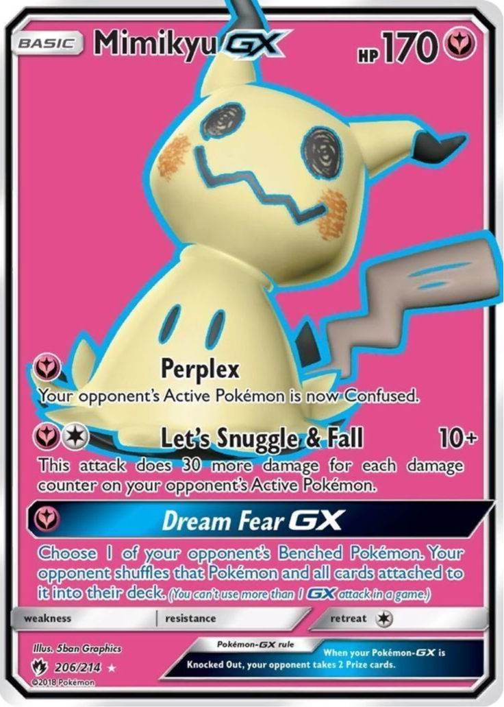 Mimikyu GX 2018 Sun & Moon: Lost Thunder #206/214 Holo (Full Art